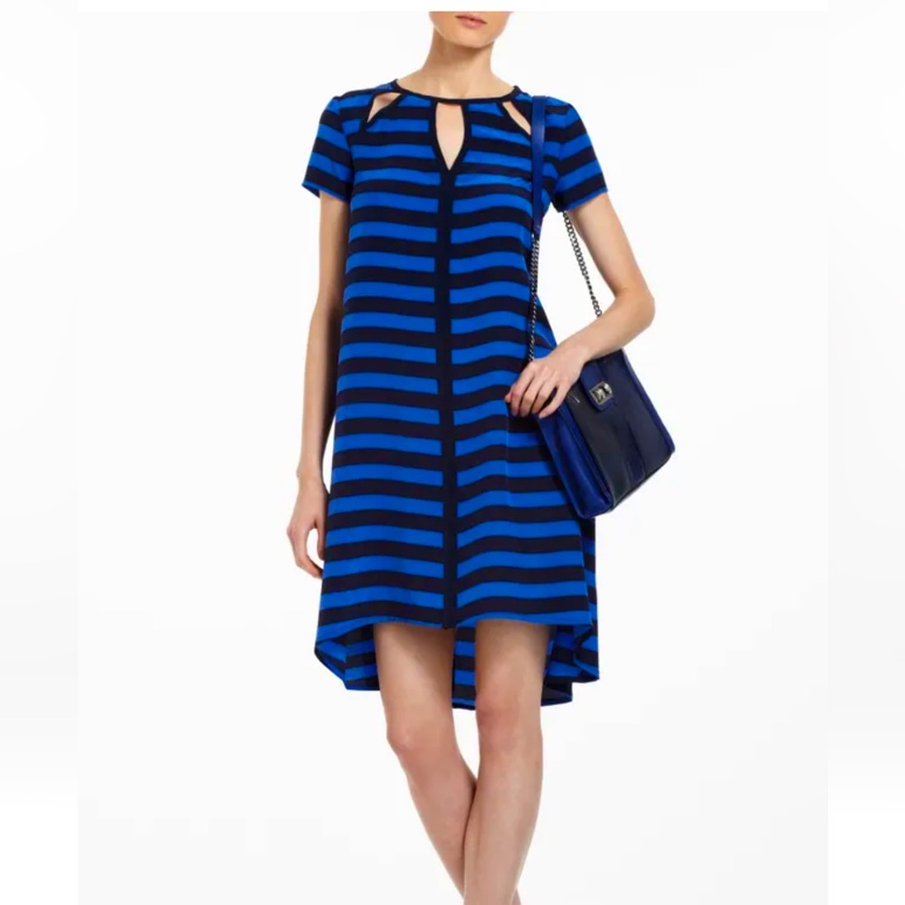 BCBGMAXAZRIA Larkspur Blue Maria Carla Silk Cutout Women's Dress Size Small